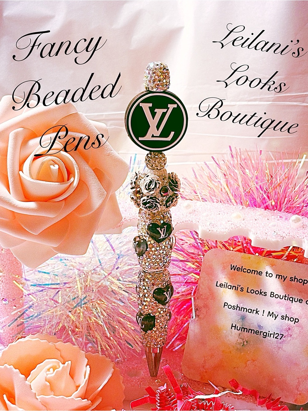 Fancy beaded Pen/gifts/black circle/flowers beads/